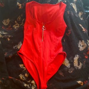 Red zipper one piece